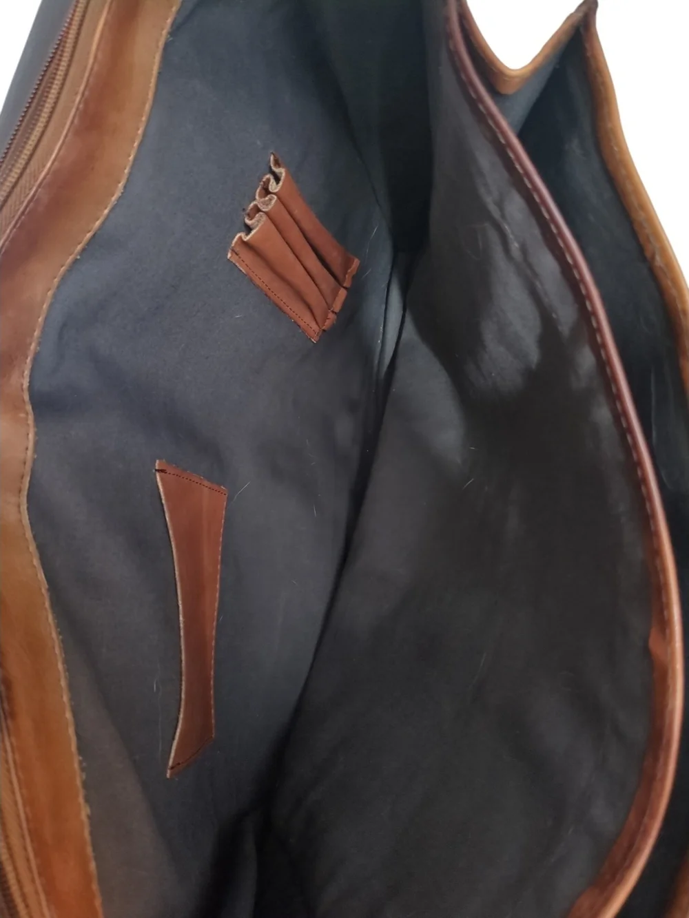 Tanner West Vintage Cognac Leather Briefcase Shoulder Strap Satchel Flap Over